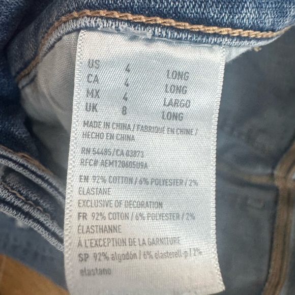 American Eagle Super Stretch Jegging Distressed Skinny Jean Women’s 4 Long #1055 - Picture 5 of 8